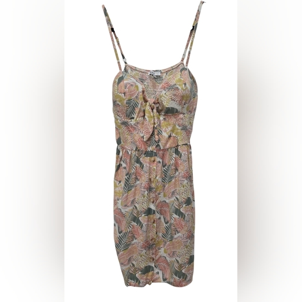 A.U.W Womans Tie Front Tropical Print Mini Dress, XL